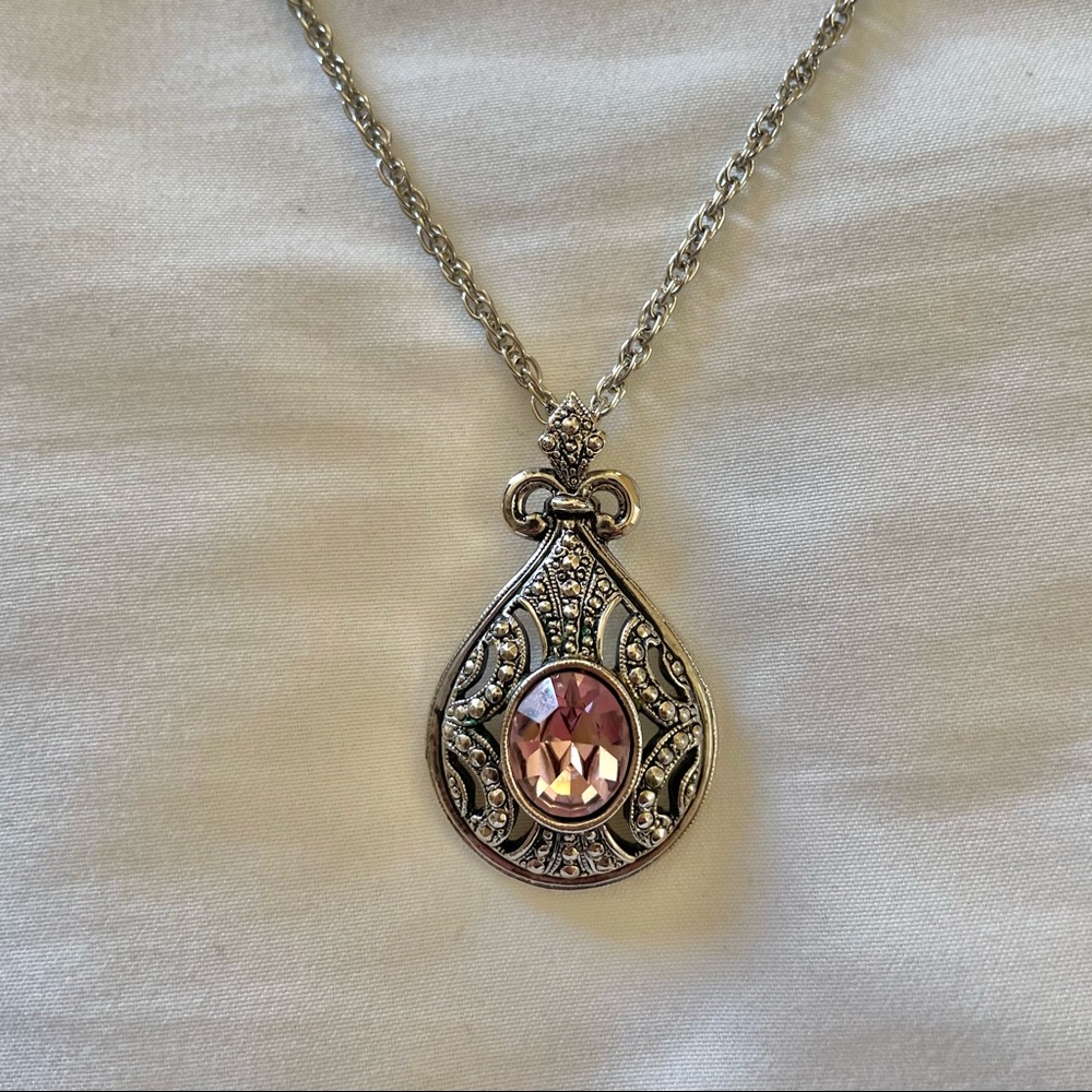 NECKLACE - silver and lavender gemstone charm necklace